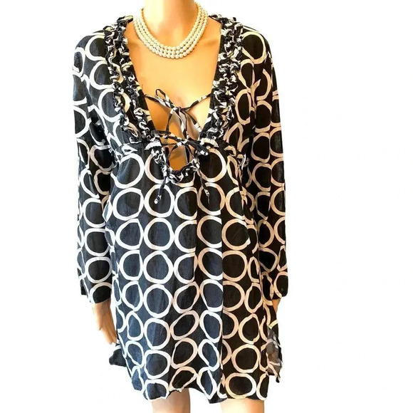 Y2K Bap Lady Mudpie Linen Boho Beach Summer Casual Blouse/Cover Up Women S-L - Picture 1 of 6